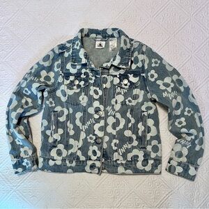 Girls Minnie Mouse Denim Jacket – Size 7/8 – Blue Jean Jacket w/ Floral Details